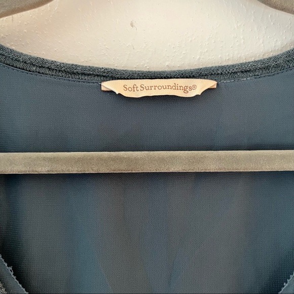 Soft Surroundings Sweater Teal Scoop Neck w/Chiffon Lining XL? *See Measurements - Picture 6 of 11